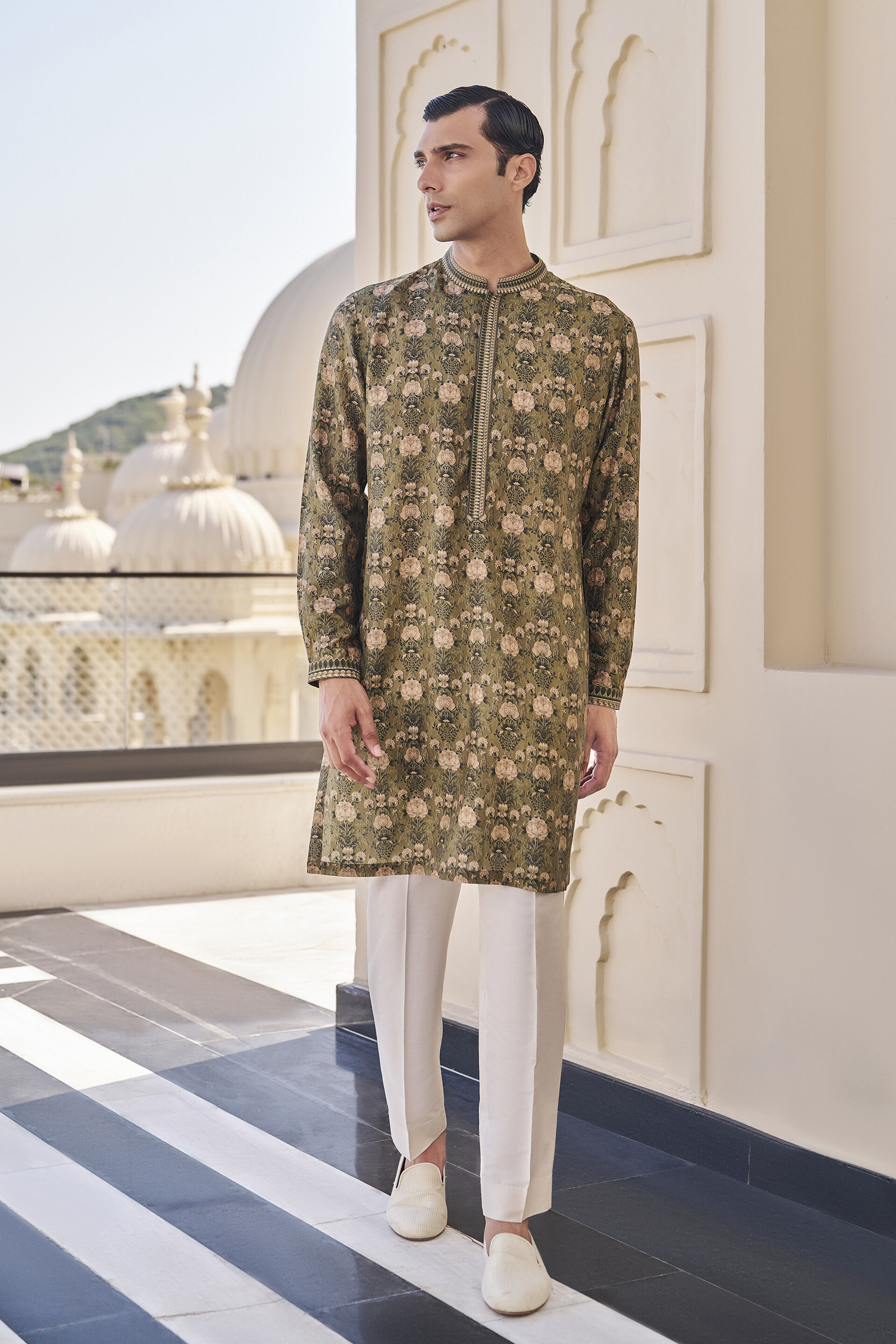 Deven Olive Green Kurta
